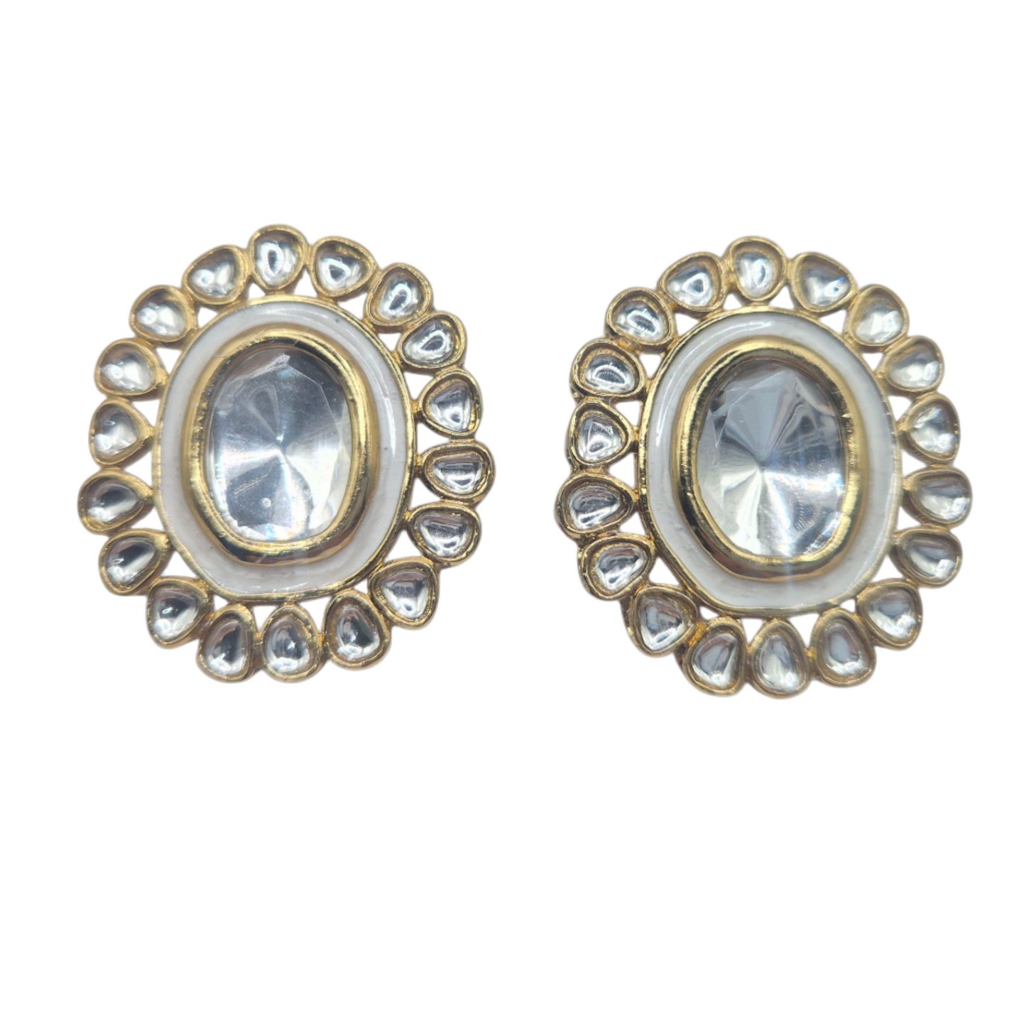 White enamel with kundan in brass