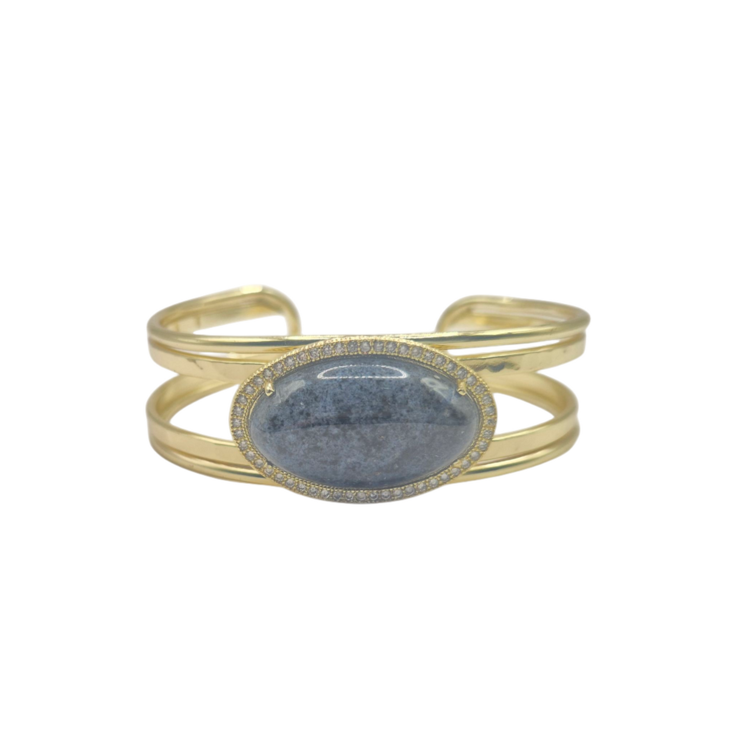 Dark Blue agate set in brass, small size wristlet