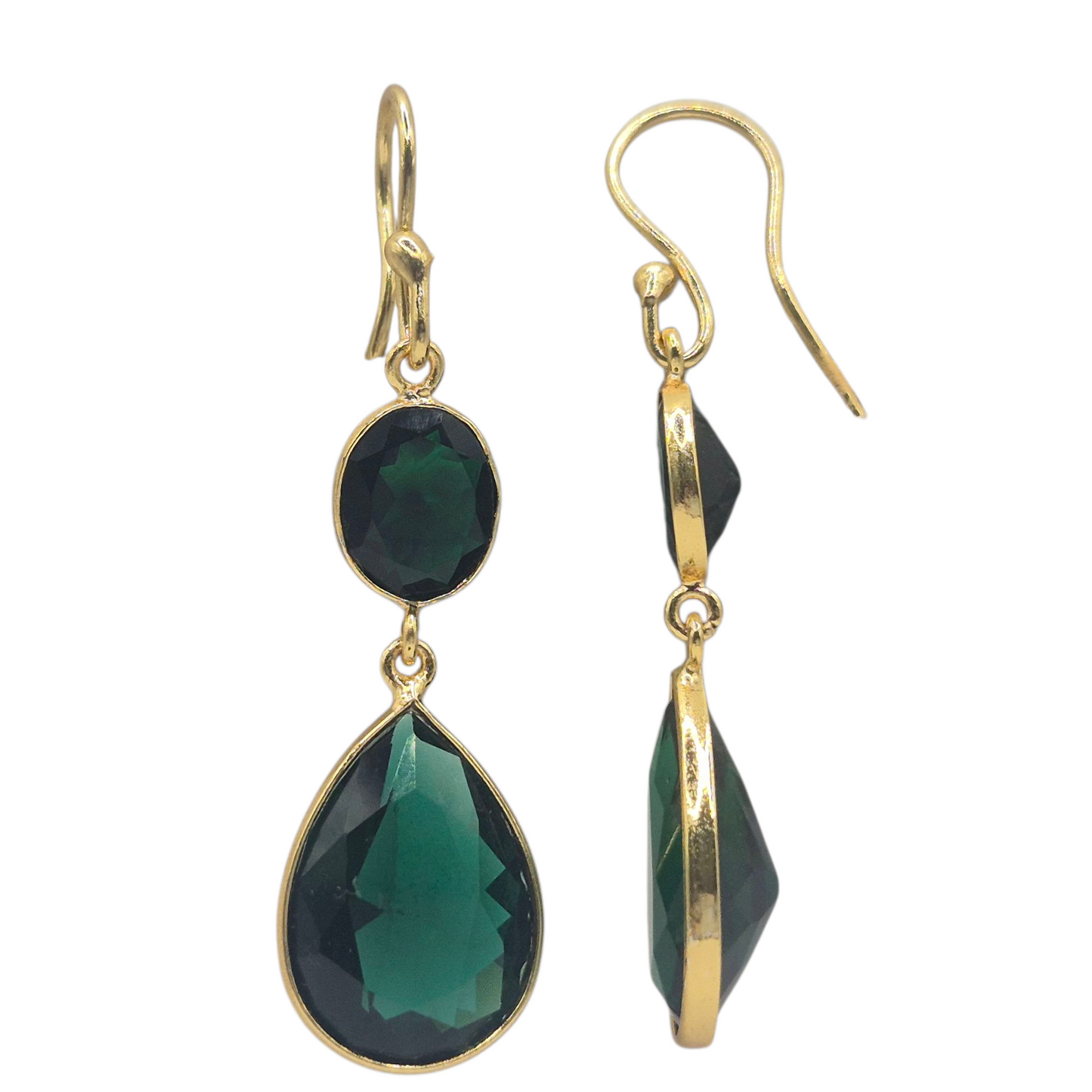 Royal green quartz in brass