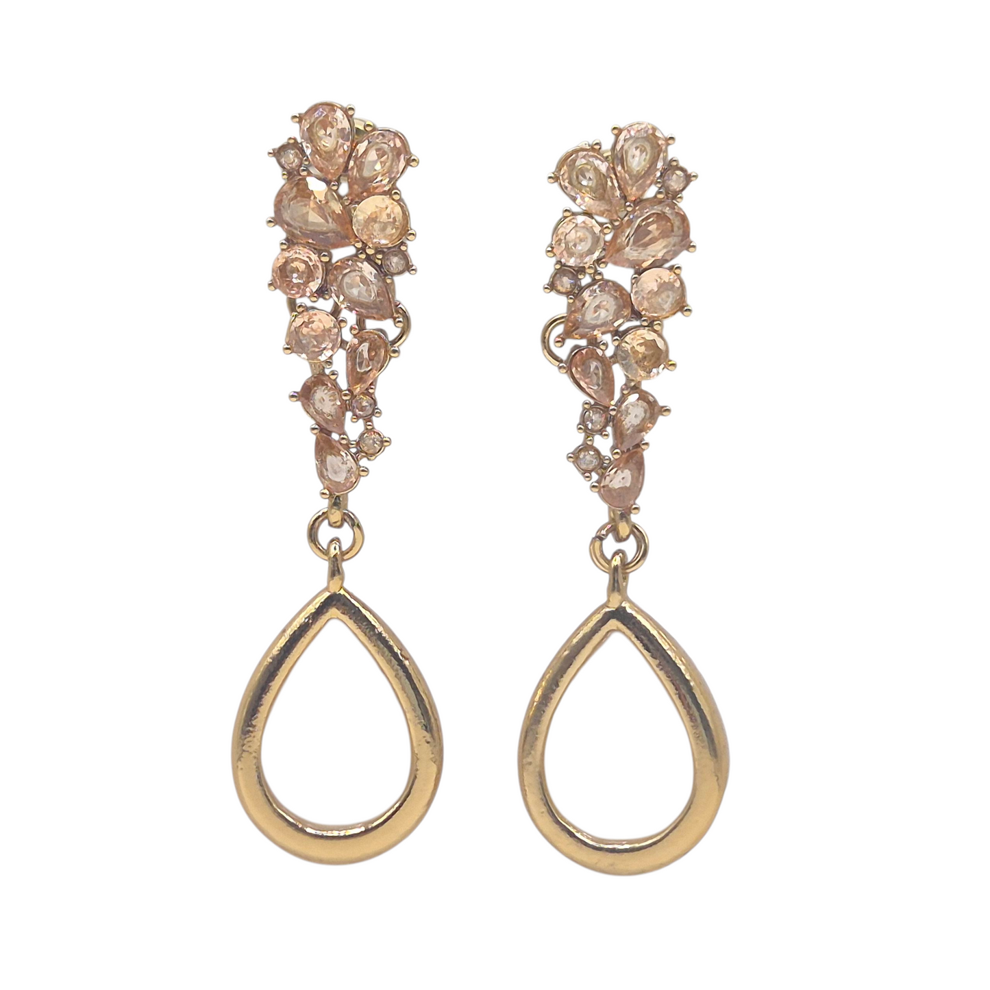 Mother of pearl with cubic zirconias in brass