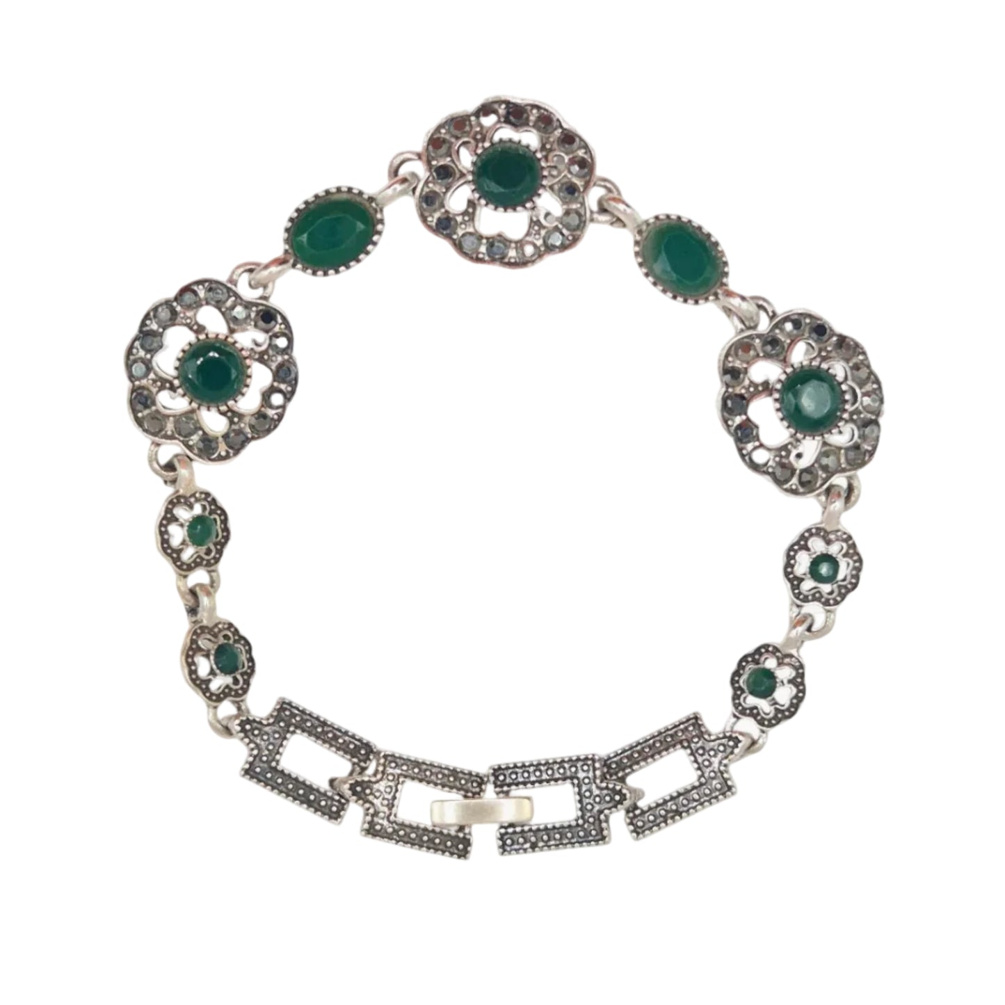 Green Floral quartz and Green Oval quartz in brass