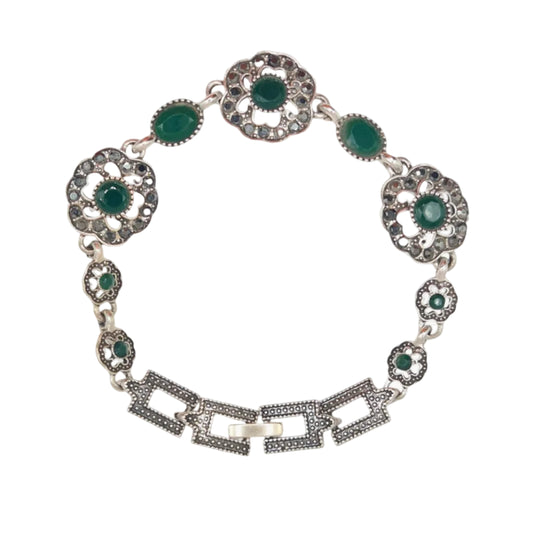 Green Floral quartz and Green Oval quartz in brass