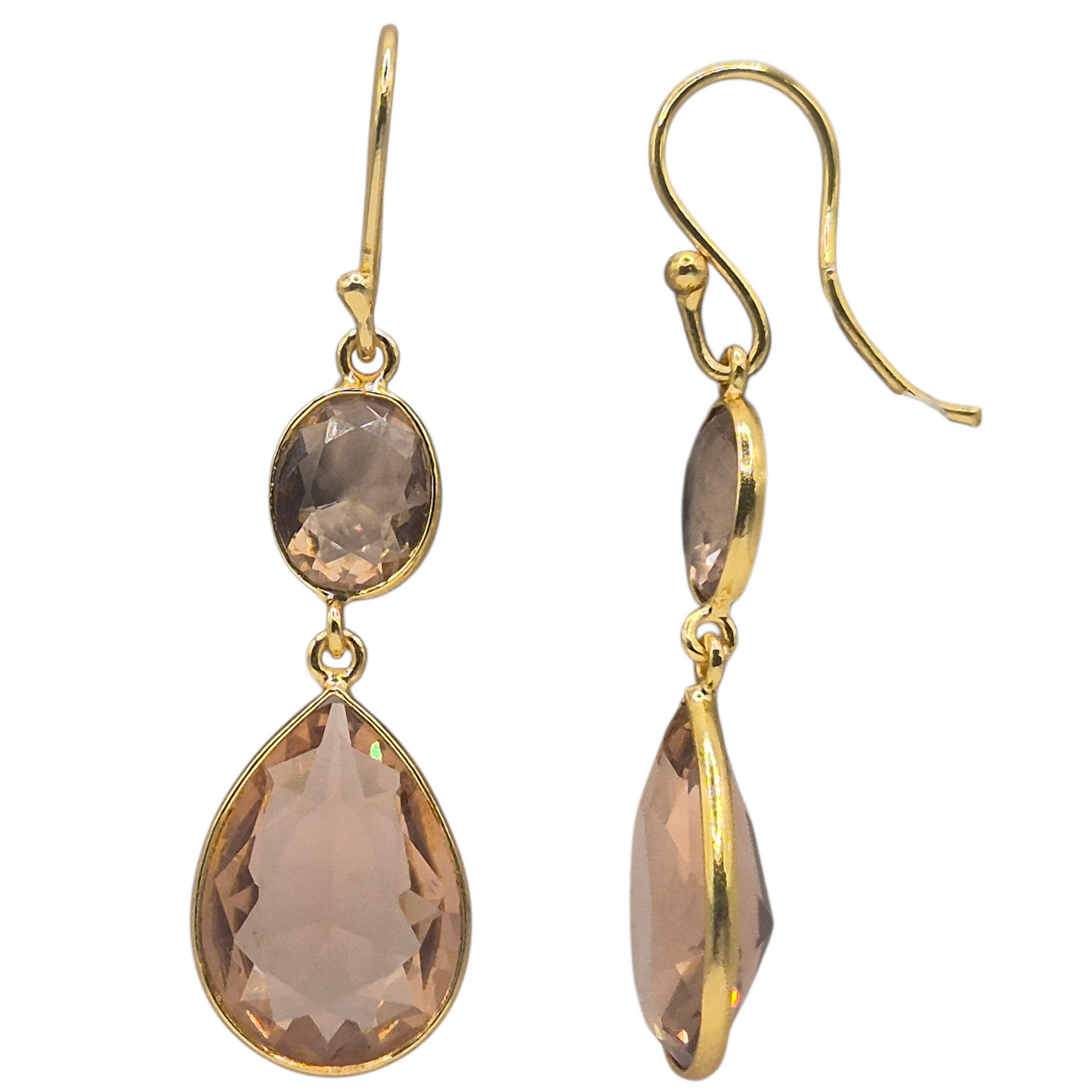 Peach quartz in brass