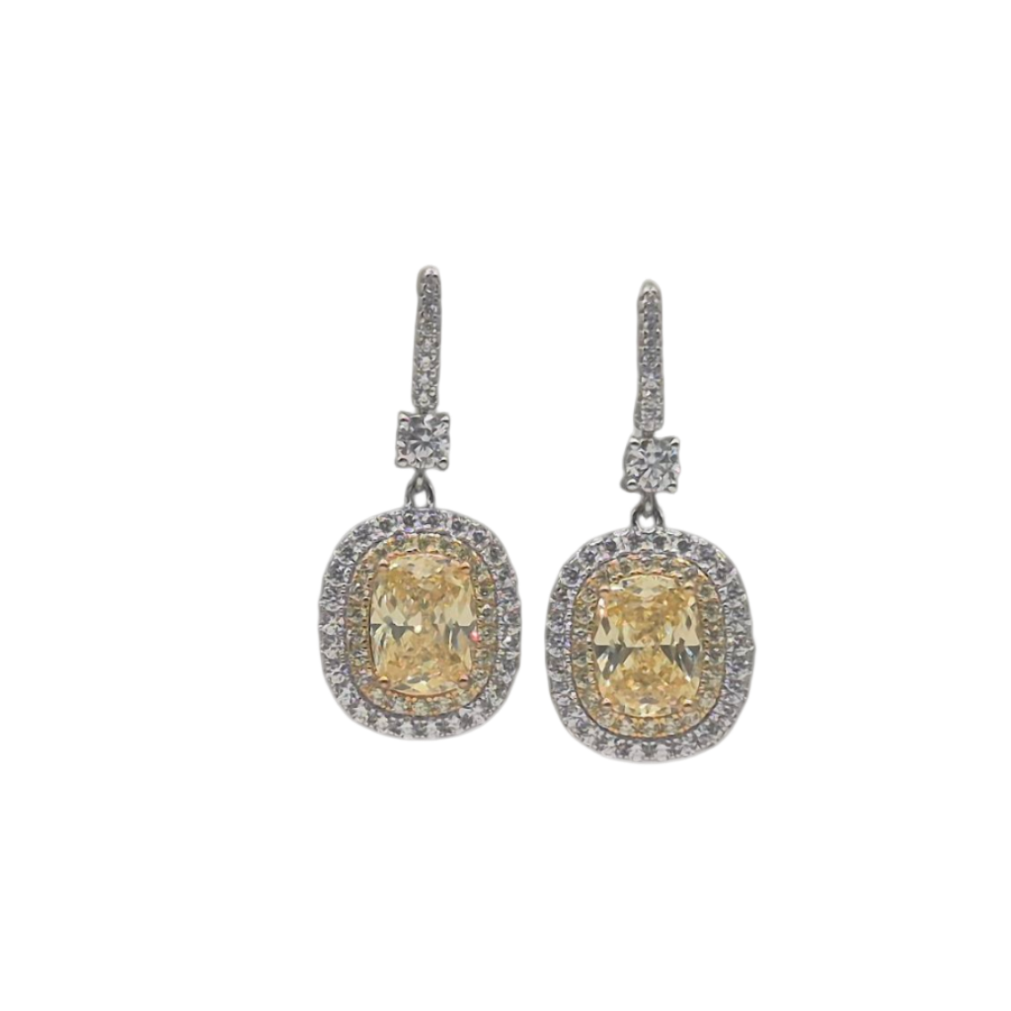 Yellow and white cubic zirconia set in silver