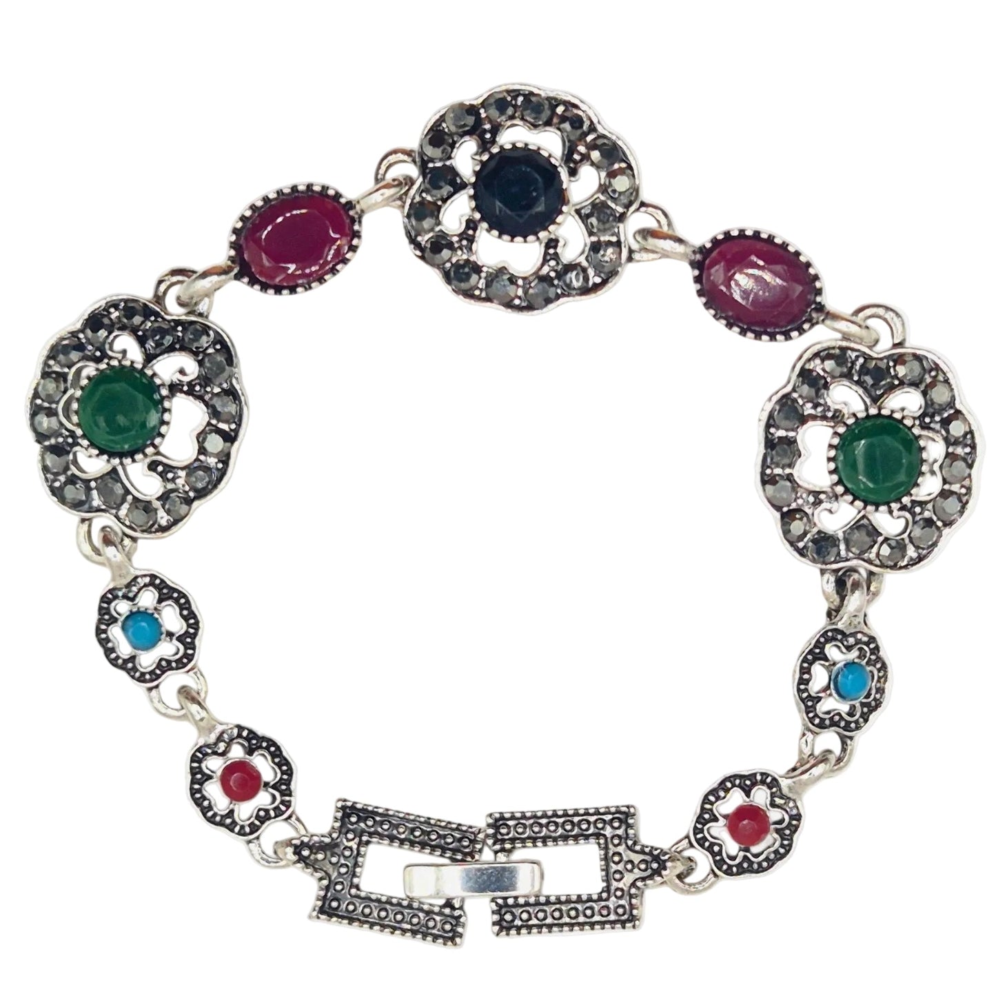 Multicolour quartz and red Oval quartz in brass