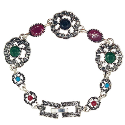 Multicolour quartz and red Oval quartz in brass