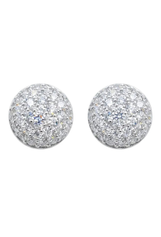 Round Diamond Studded Eartops in 925 Sterling Silver | Lab Grown Diamond Studs