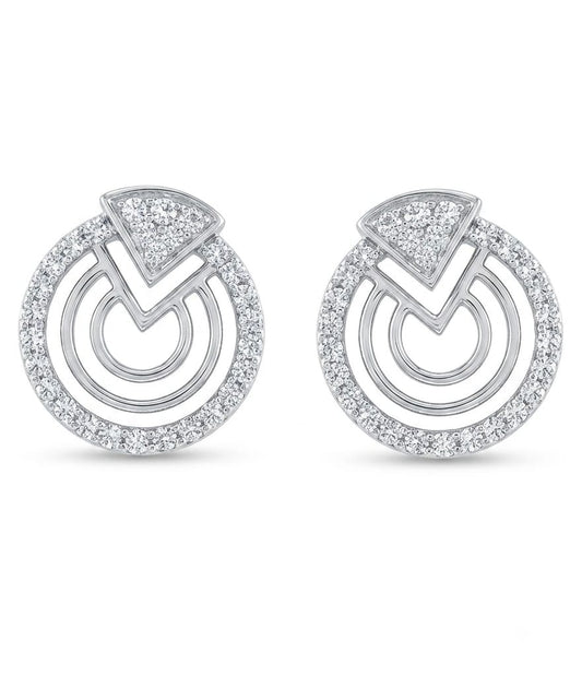 V Diamond Stud Earrings with Ring Setting in 925 Sterling Silver | Lab Grown Diamond Studs