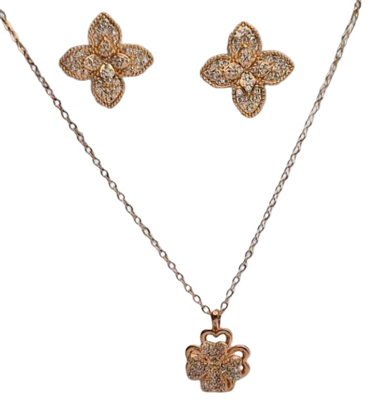 Flower with CZ in Pink Plating
