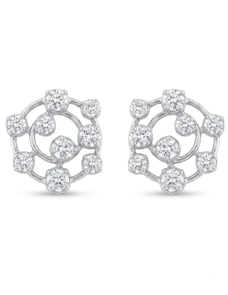Multisized Diamonds in Orbit Style Eartop in 925 Silver