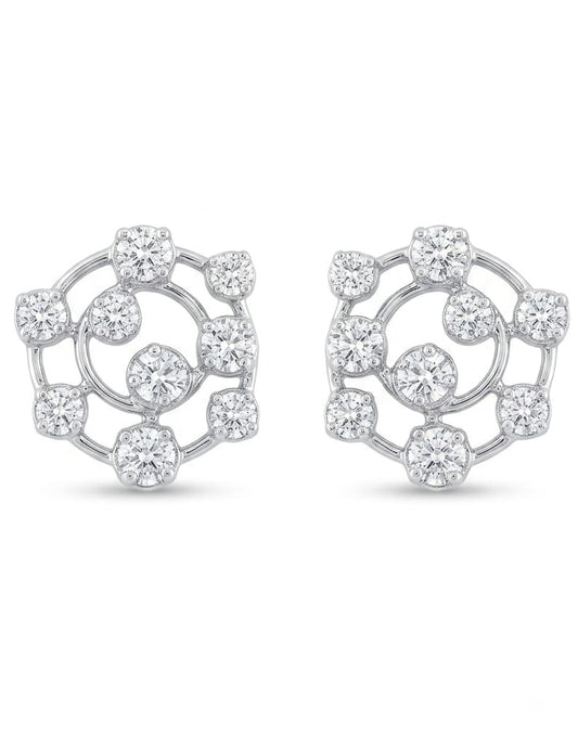 Multisized Diamonds in Orbit Style Eartop in 925 Silver