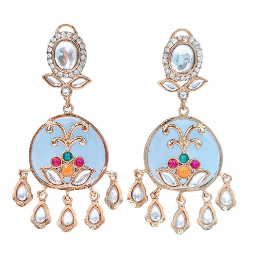 Violet Quartz with Cubic Zirconias and Kundan set in Brass
