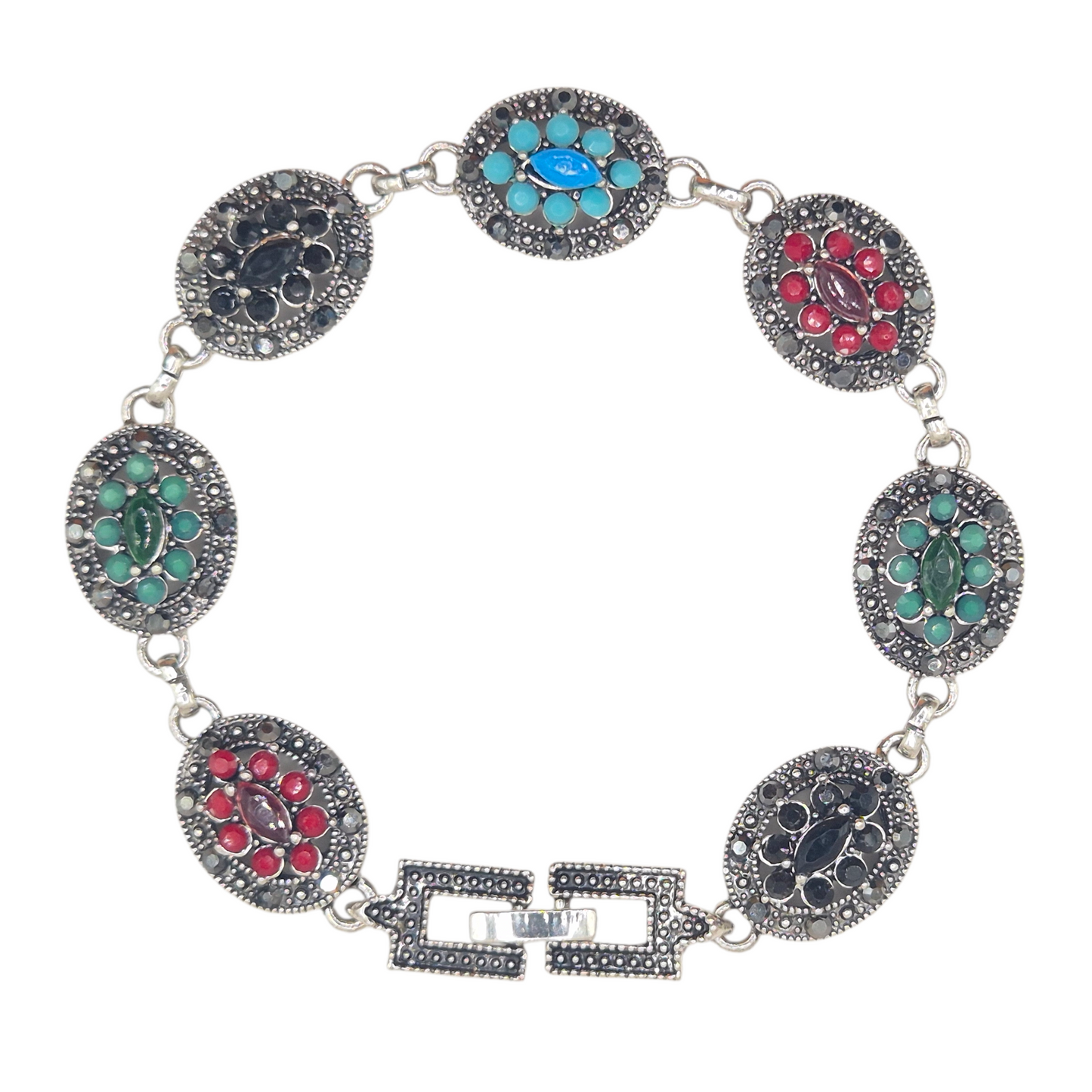 Muliticolour floral quartz in brass