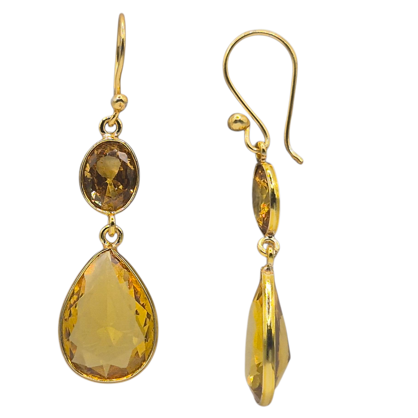 Lemon yellow quartz in brass