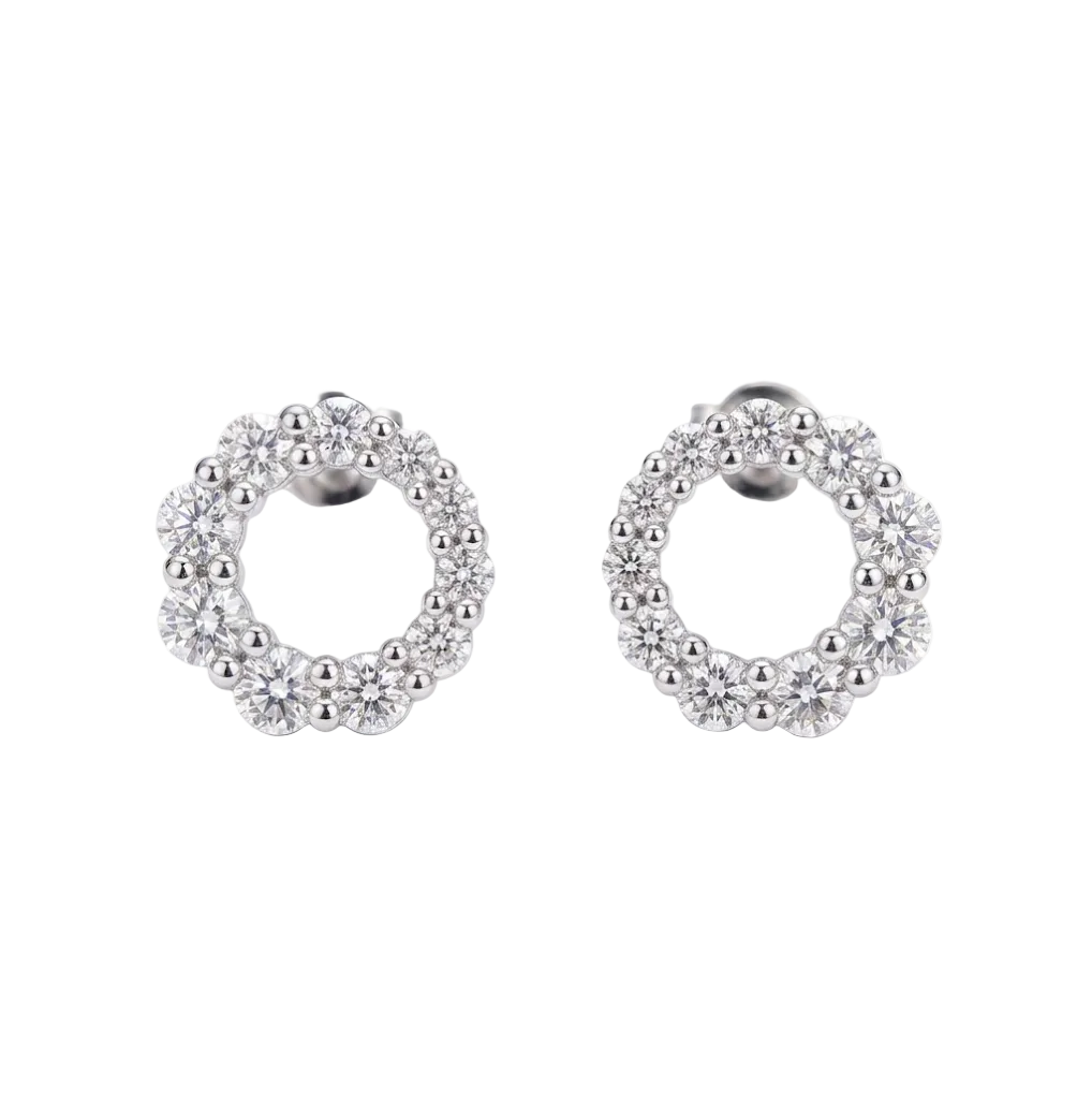 Graduating Lab Grown Diamond Circle Eartops in 925 Sterling Silver