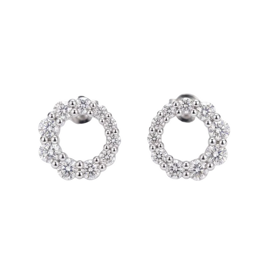 Graduating Lab Grown Diamond Circle Eartops in 925 Sterling Silver