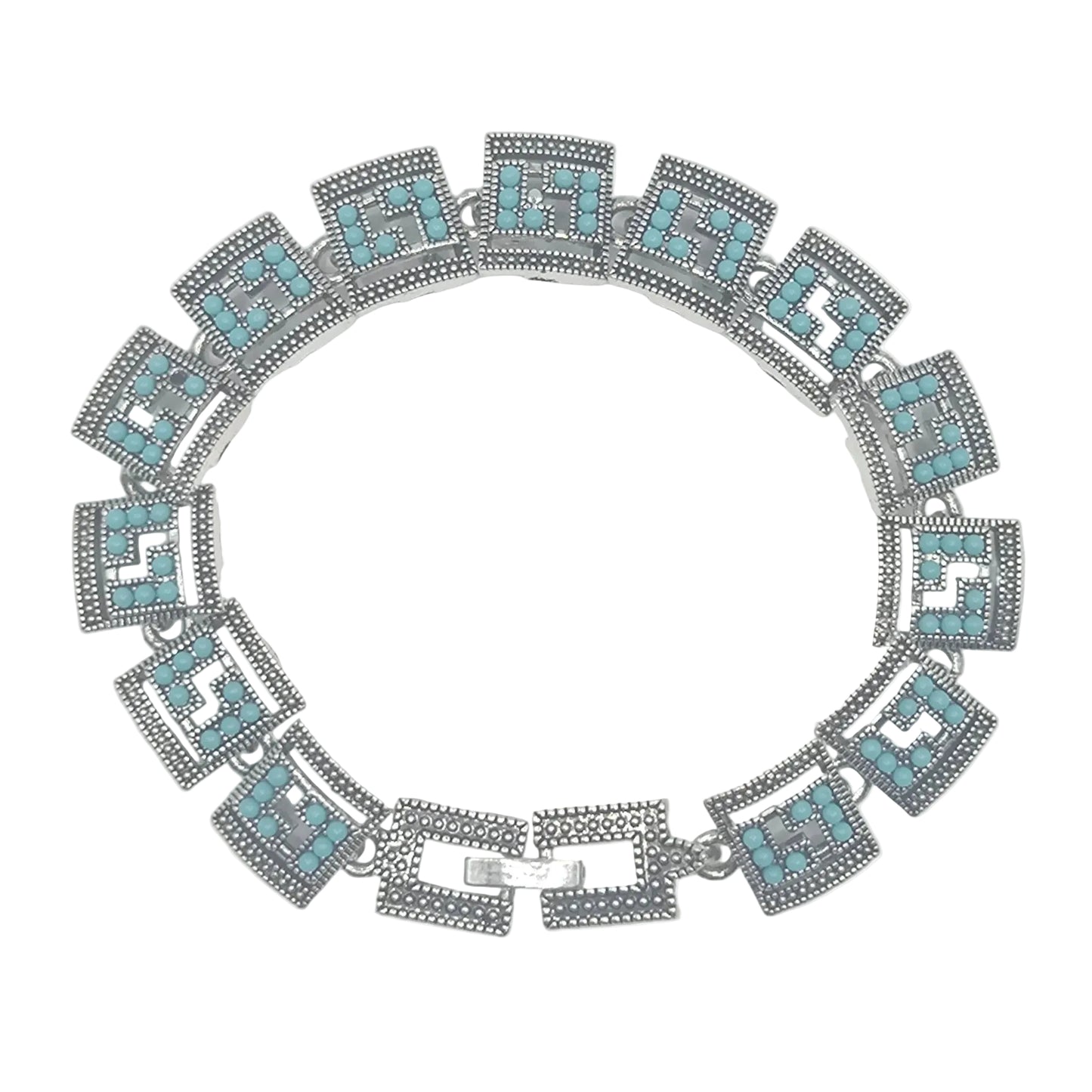 Square motif with Turquoise Beads in brass