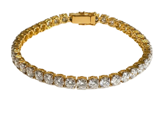 Gold Plated Tennis Bracelet in Lab Grown Diamonds in 925 Sterling Silver