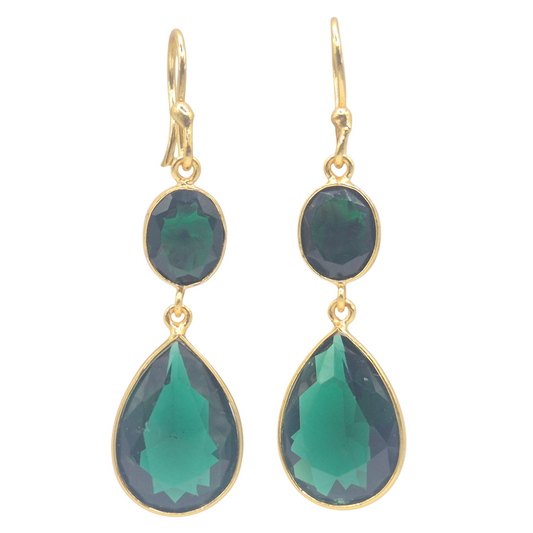 Royal green quartz in brass