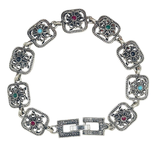 Muliticolour Square on Marcasite Flower