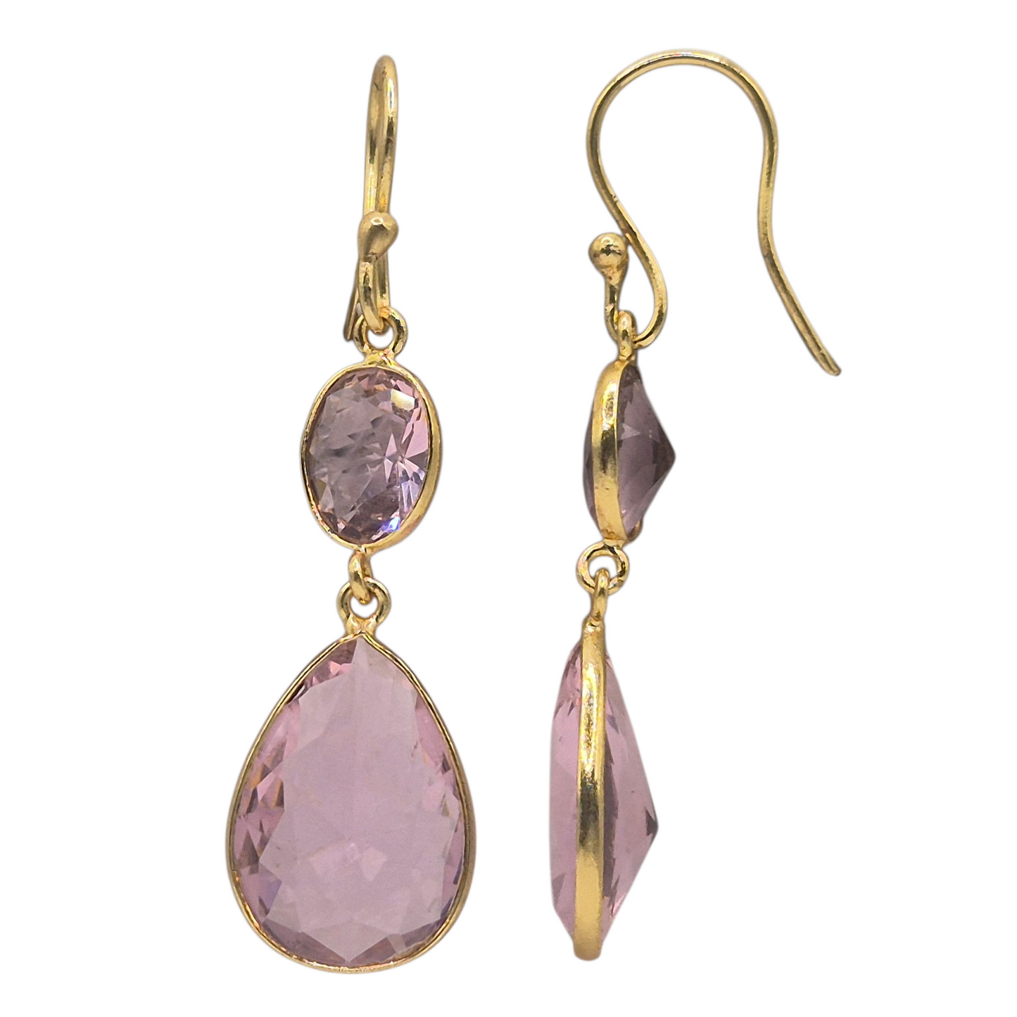 Pink quartz in brass