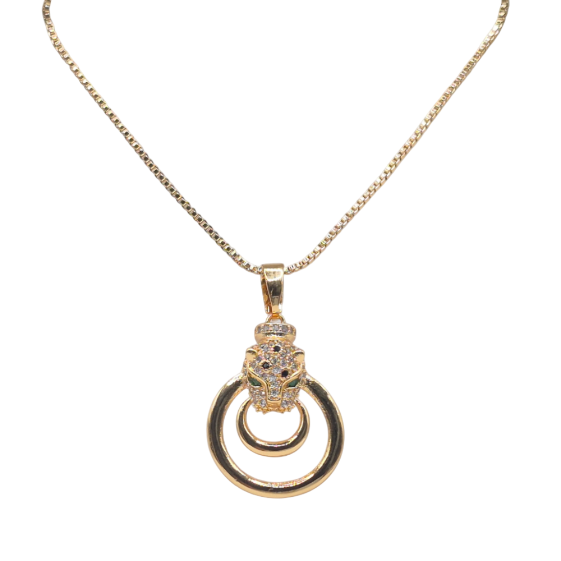 Gold Jaguar with 2 Rings in Mouth