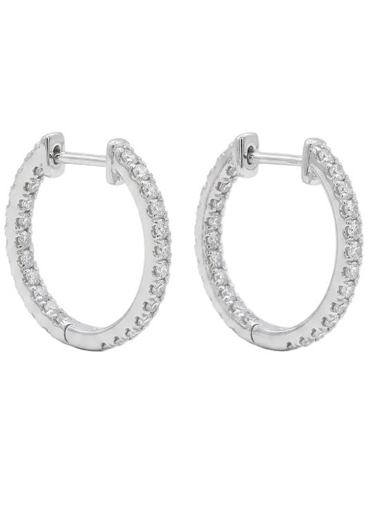 Medium Diamond Bali Earrings in 925 Sterling Silver | Lab Grown Diamond Hoops