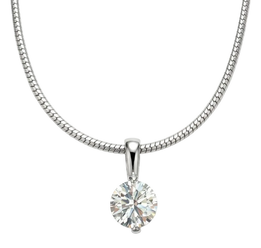 Round brilliant cut diamond set in an invisible setting in silver